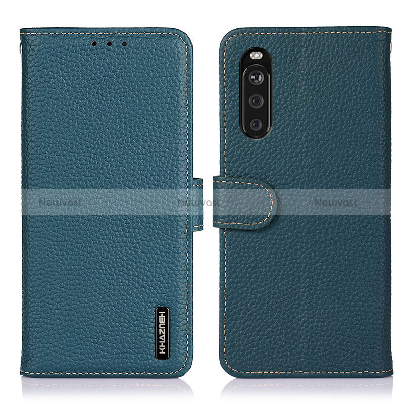 Leather Case Stands Flip Cover Holder B01H for Sony Xperia 10 III SO-52B Green