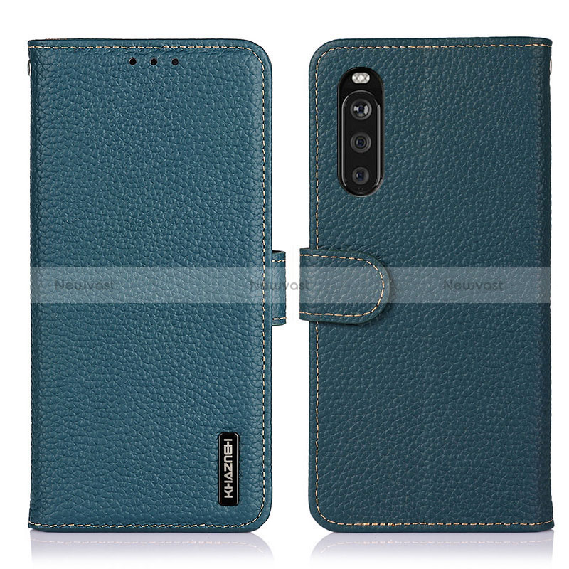 Leather Case Stands Flip Cover Holder B01H for Sony Xperia 10 III SOG04 Green