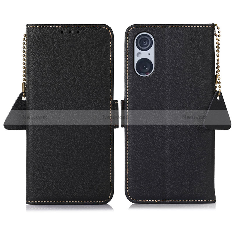 Leather Case Stands Flip Cover Holder B01H for Sony Xperia 5 V Black