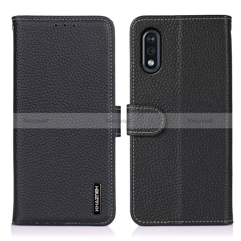 Leather Case Stands Flip Cover Holder B01H for Sony Xperia Ace II SO-41B Black