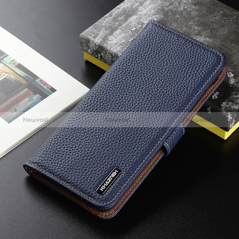 Leather Case Stands Flip Cover Holder B01H for Vivo Y30 (2021) Blue