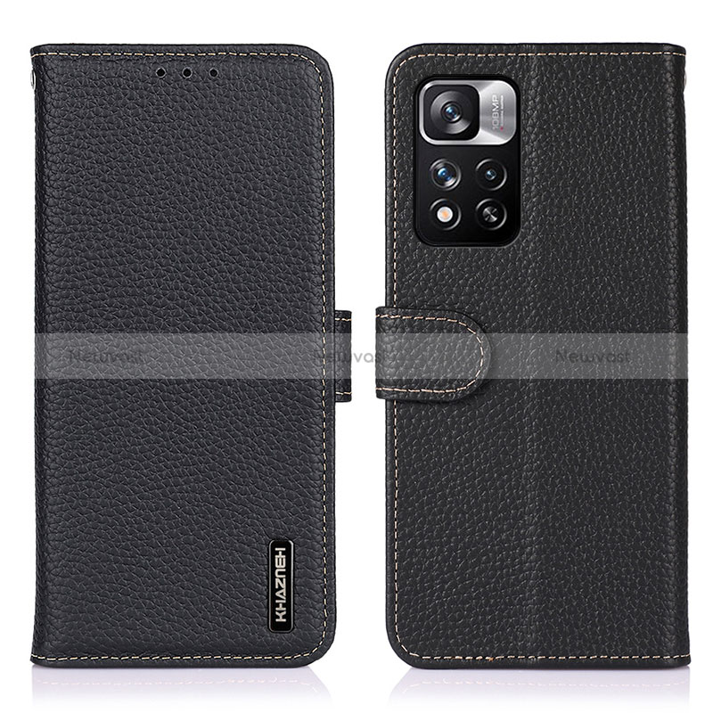 Leather Case Stands Flip Cover Holder B01H for Xiaomi Mi 11i 5G (2022) Black