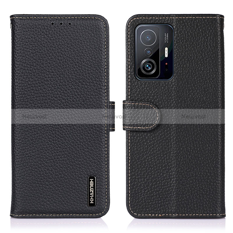 Leather Case Stands Flip Cover Holder B01H for Xiaomi Mi 11T Pro 5G Black