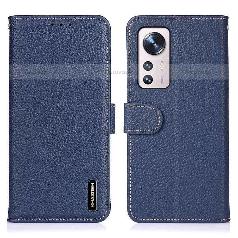 Leather Case Stands Flip Cover Holder B01H for Xiaomi Mi 12 Pro 5G Blue