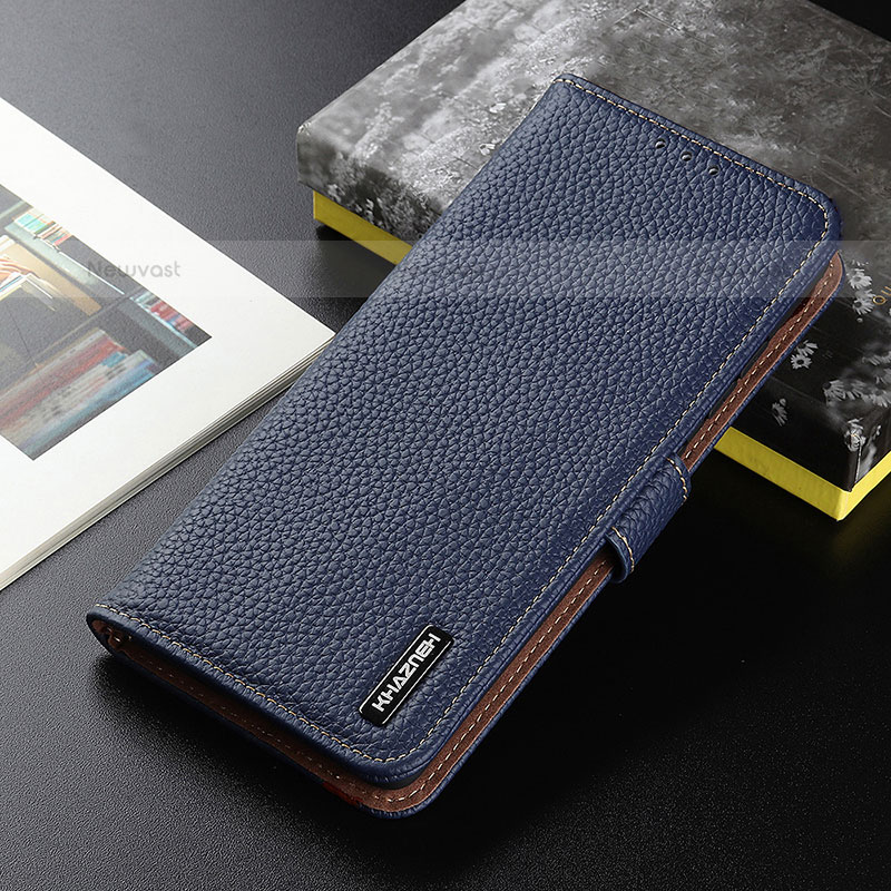 Leather Case Stands Flip Cover Holder B01H for Xiaomi Mi 12S Ultra 5G Blue