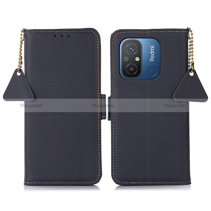 Leather Case Stands Flip Cover Holder B01H for Xiaomi Poco C55 Blue