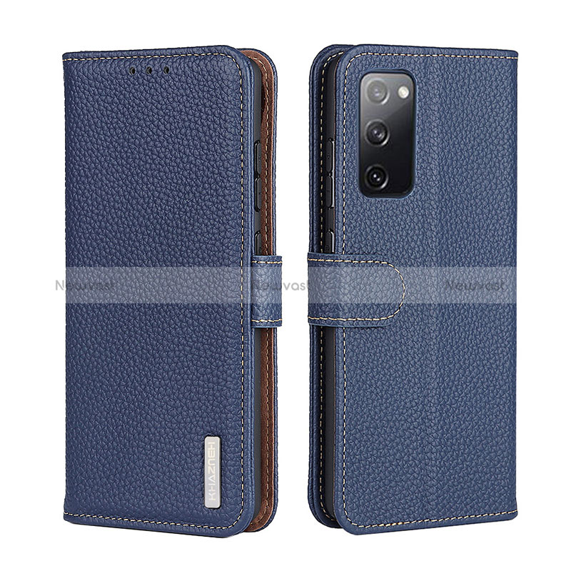 Leather Case Stands Flip Cover Holder B01H for Xiaomi Poco F3 5G Blue