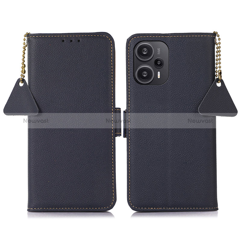 Leather Case Stands Flip Cover Holder B01H for Xiaomi Poco F5 5G Blue