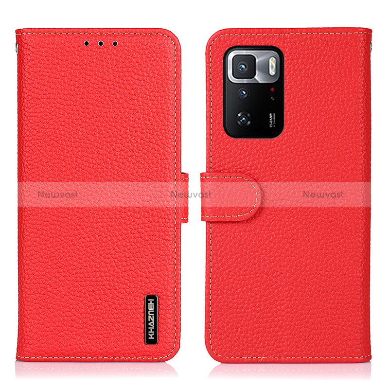 Leather Case Stands Flip Cover Holder B01H for Xiaomi Poco X3 GT 5G Red