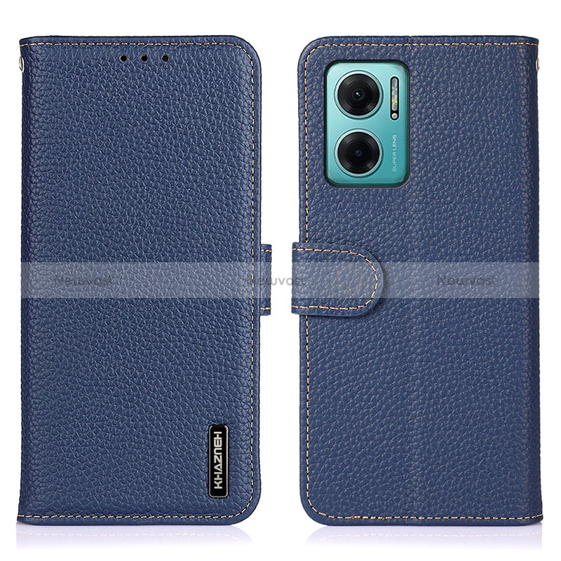 Leather Case Stands Flip Cover Holder B01H for Xiaomi Redmi 11 Prime 5G Blue
