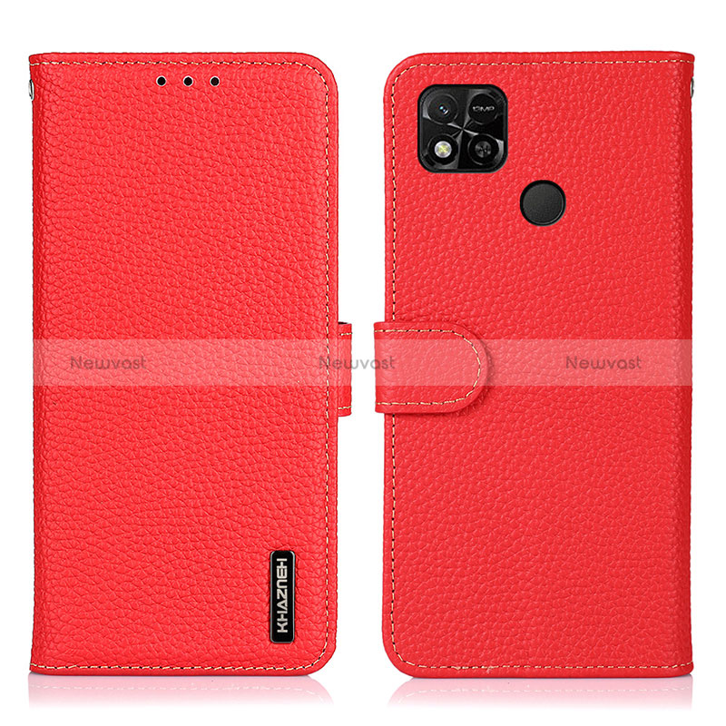 Leather Case Stands Flip Cover Holder B01H for Xiaomi Redmi 9C NFC Red