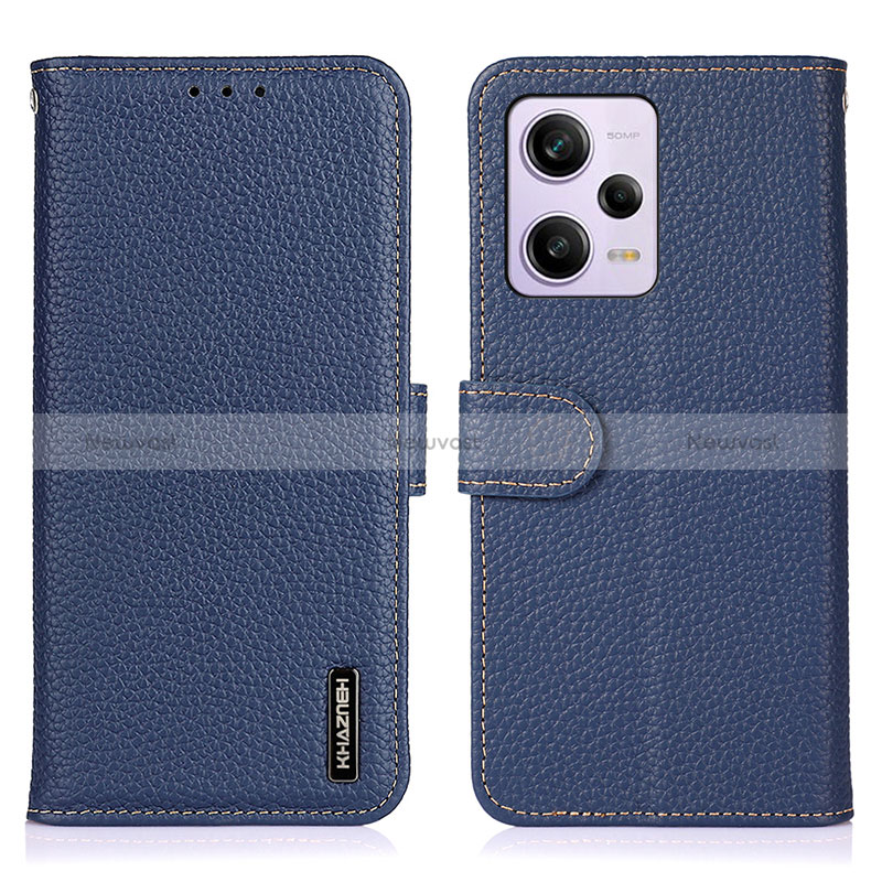 Leather Case Stands Flip Cover Holder B01H for Xiaomi Redmi Note 12 Pro 5G Blue