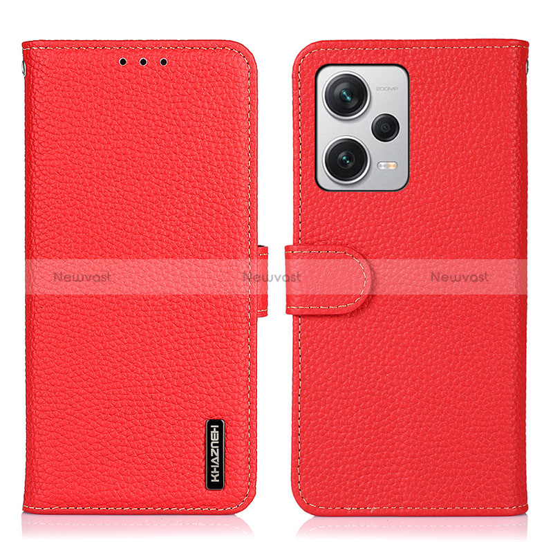 Leather Case Stands Flip Cover Holder B01H for Xiaomi Redmi Note 12 Pro+ Plus 5G Red