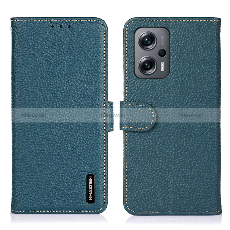 Leather Case Stands Flip Cover Holder B01H for Xiaomi Redmi Note 12T Pro 5G Green