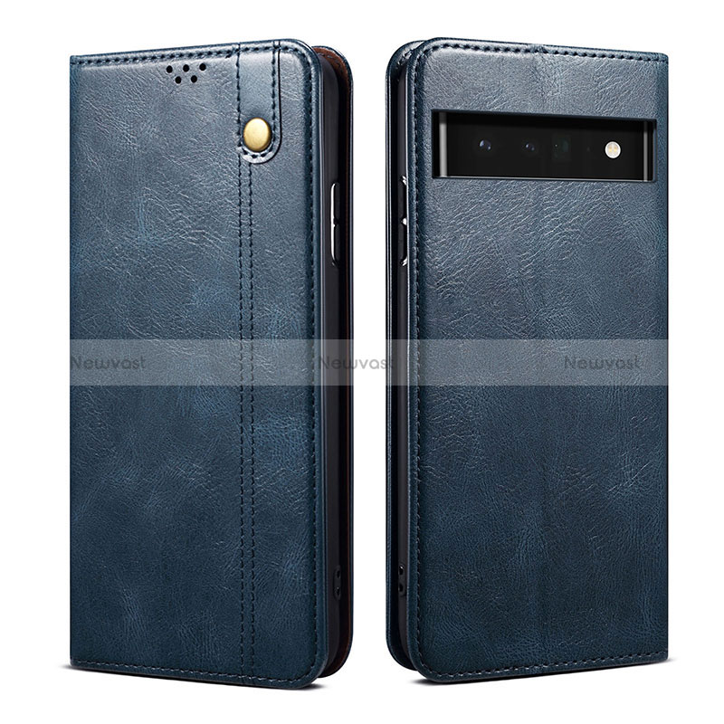 Leather Case Stands Flip Cover Holder B01S for Google Pixel 6 Pro 5G Blue