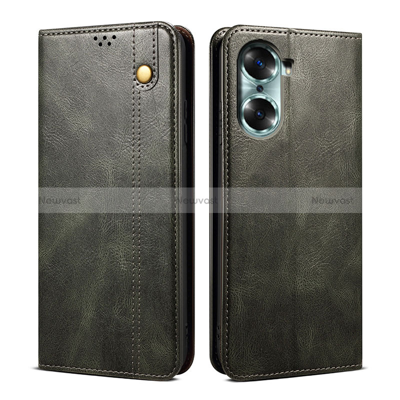 Leather Case Stands Flip Cover Holder B01S for Huawei Honor 60 Pro 5G Green