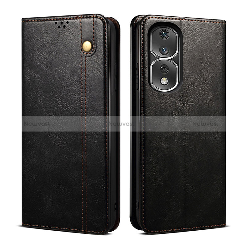 Leather Case Stands Flip Cover Holder B01S for Huawei Honor 80 Pro 5G Black