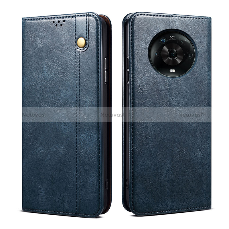 Leather Case Stands Flip Cover Holder B01S for Huawei Honor Magic4 5G Blue