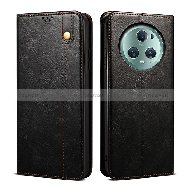 Leather Case Stands Flip Cover Holder B01S for Huawei Honor Magic5 5G Black