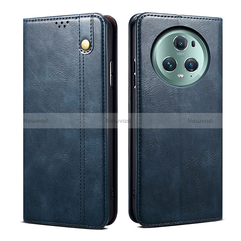 Leather Case Stands Flip Cover Holder B01S for Huawei Honor Magic5 5G Blue