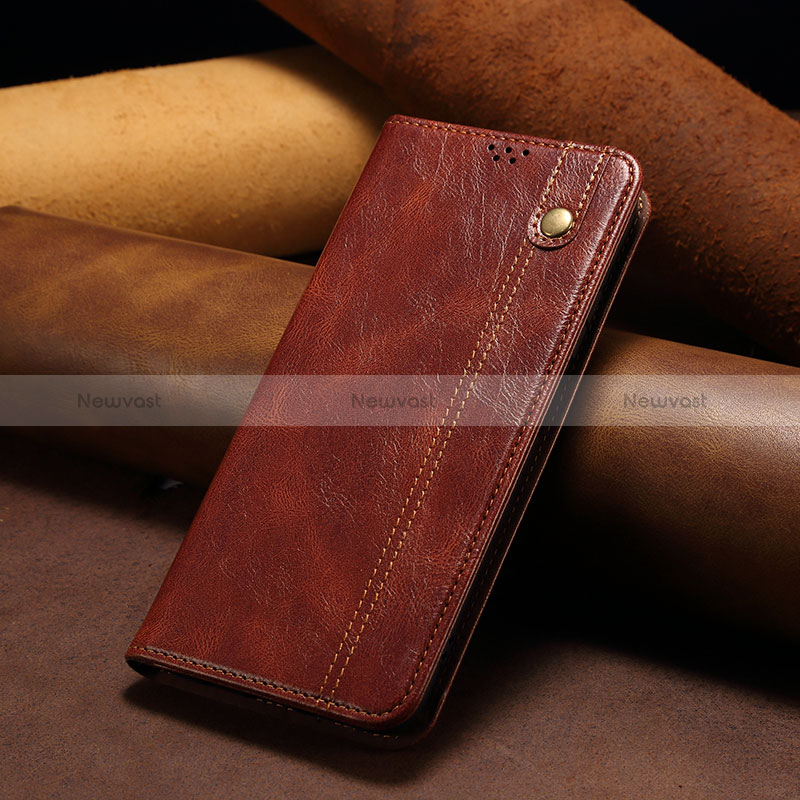 Leather Case Stands Flip Cover Holder B01S for Huawei Nova 11 SE Brown