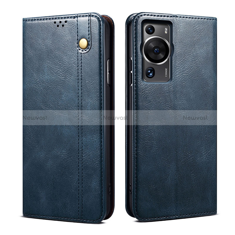 Leather Case Stands Flip Cover Holder B01S for Huawei P60 Pro Blue