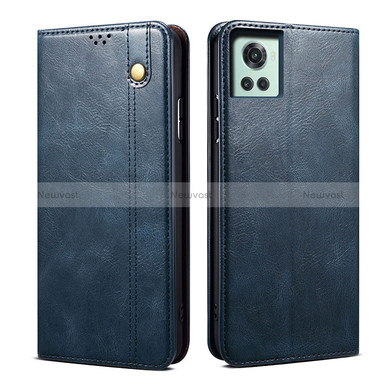 Leather Case Stands Flip Cover Holder B01S for OnePlus 10R 5G Blue