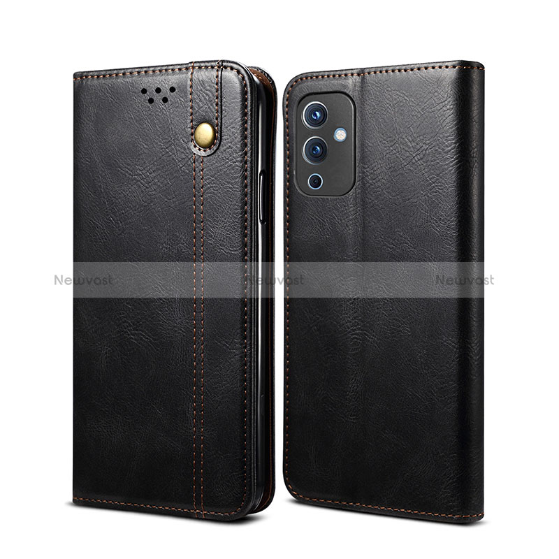 Leather Case Stands Flip Cover Holder B01S for OnePlus 9 5G Black