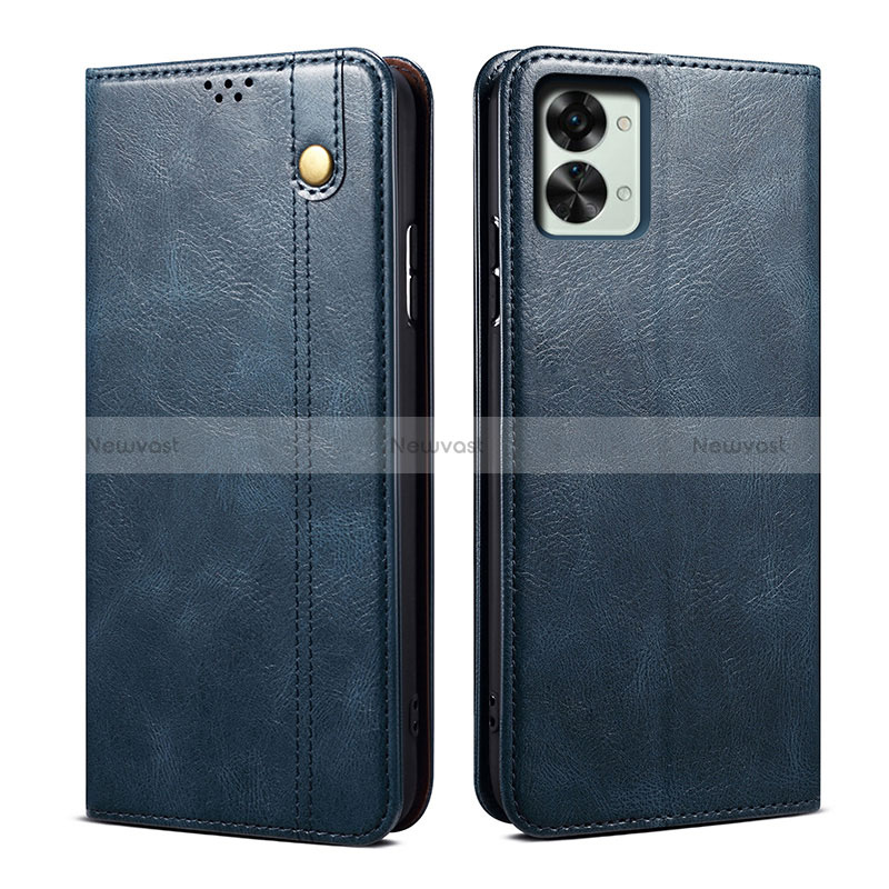 Leather Case Stands Flip Cover Holder B01S for OnePlus Nord 2T 5G Blue