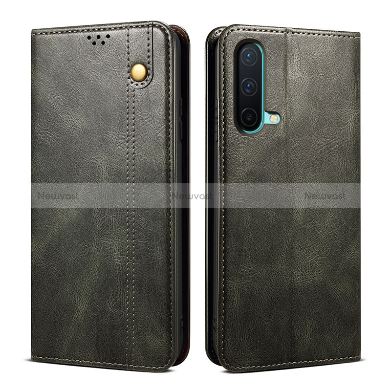 Leather Case Stands Flip Cover Holder B01S for OnePlus Nord CE 5G Green