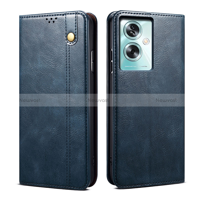 Leather Case Stands Flip Cover Holder B01S for Oppo A2 5G Blue