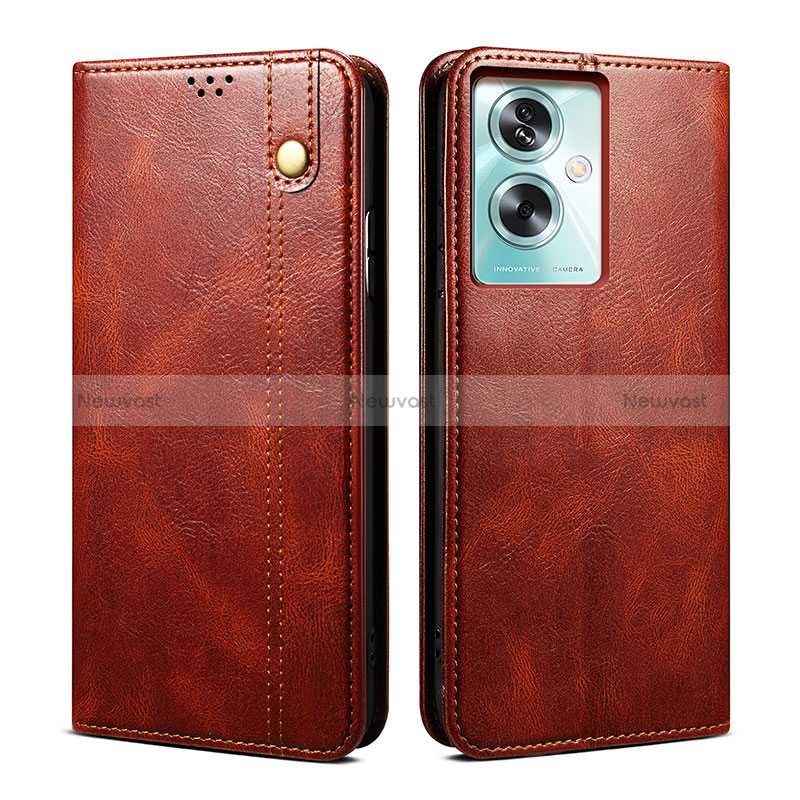 Leather Case Stands Flip Cover Holder B01S for Oppo A2 5G Brown