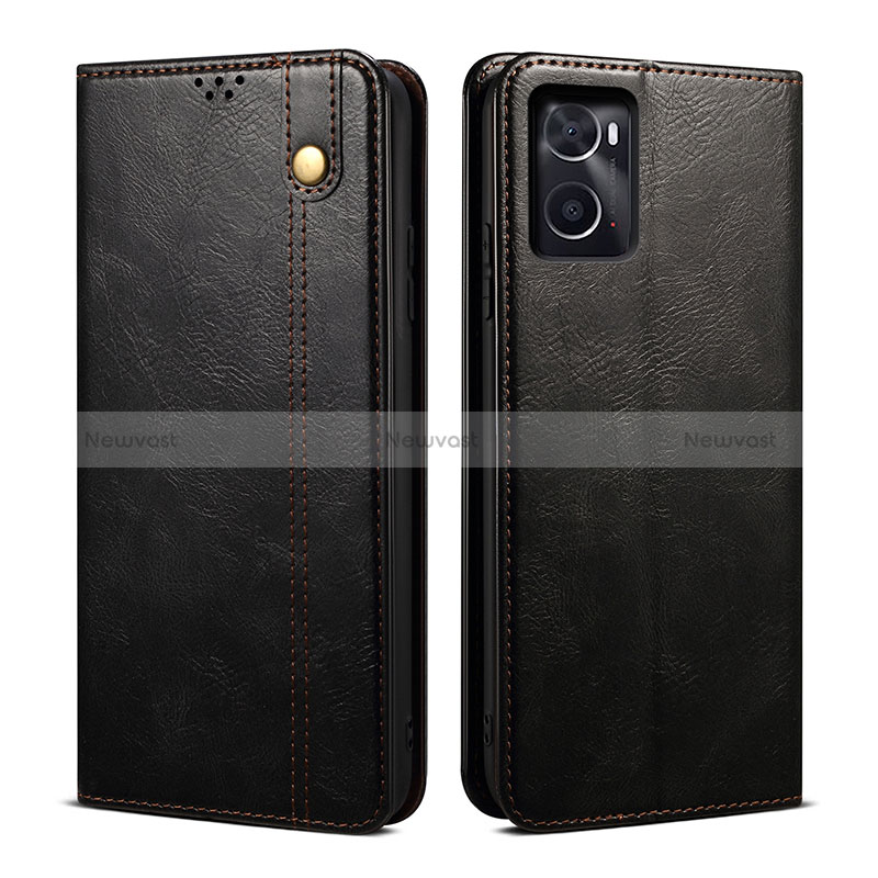 Leather Case Stands Flip Cover Holder B01S for Oppo A36 Black