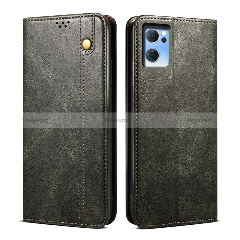 Leather Case Stands Flip Cover Holder B01S for Oppo Find X5 Lite 5G Green