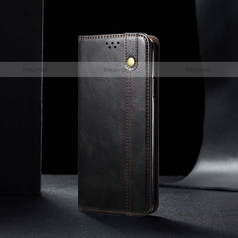 Leather Case Stands Flip Cover Holder B01S for Samsung Galaxy A12 Black