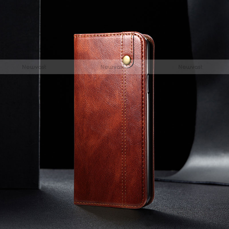 Leather Case Stands Flip Cover Holder B01S for Samsung Galaxy A12 Brown