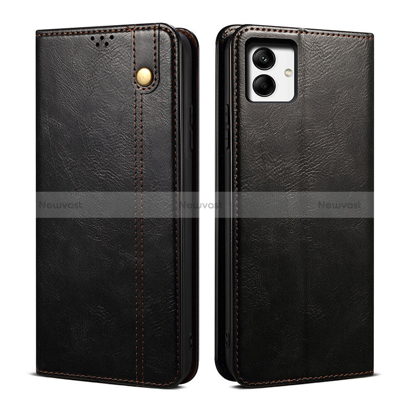 Leather Case Stands Flip Cover Holder B01S for Samsung Galaxy M04 Black