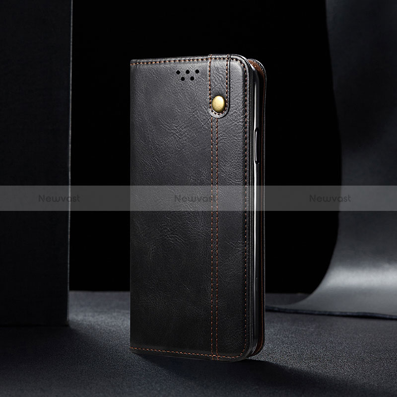 Leather Case Stands Flip Cover Holder B01S for Samsung Galaxy M12 Black