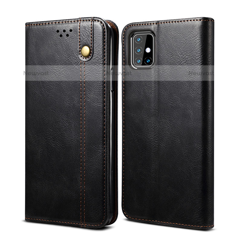 Leather Case Stands Flip Cover Holder B01S for Samsung Galaxy M31s Black