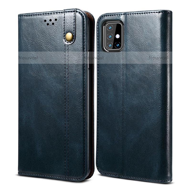 Leather Case Stands Flip Cover Holder B01S for Samsung Galaxy M31s Blue