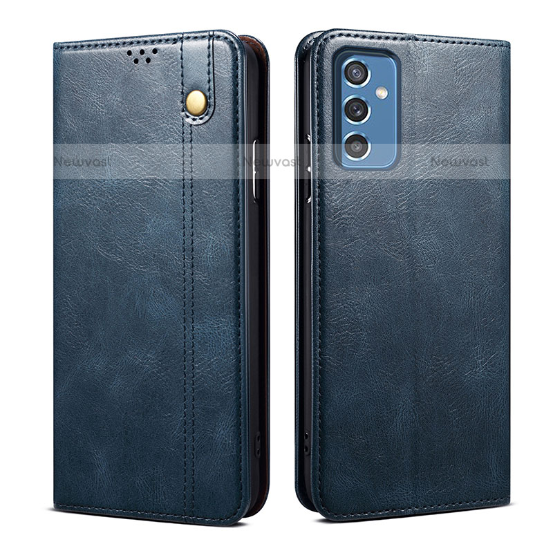 Leather Case Stands Flip Cover Holder B01S for Samsung Galaxy M52 5G Blue