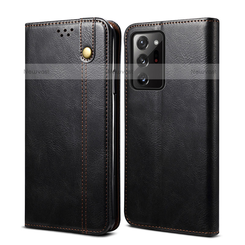 Leather Case Stands Flip Cover Holder B01S for Samsung Galaxy S20 Plus 5G Black