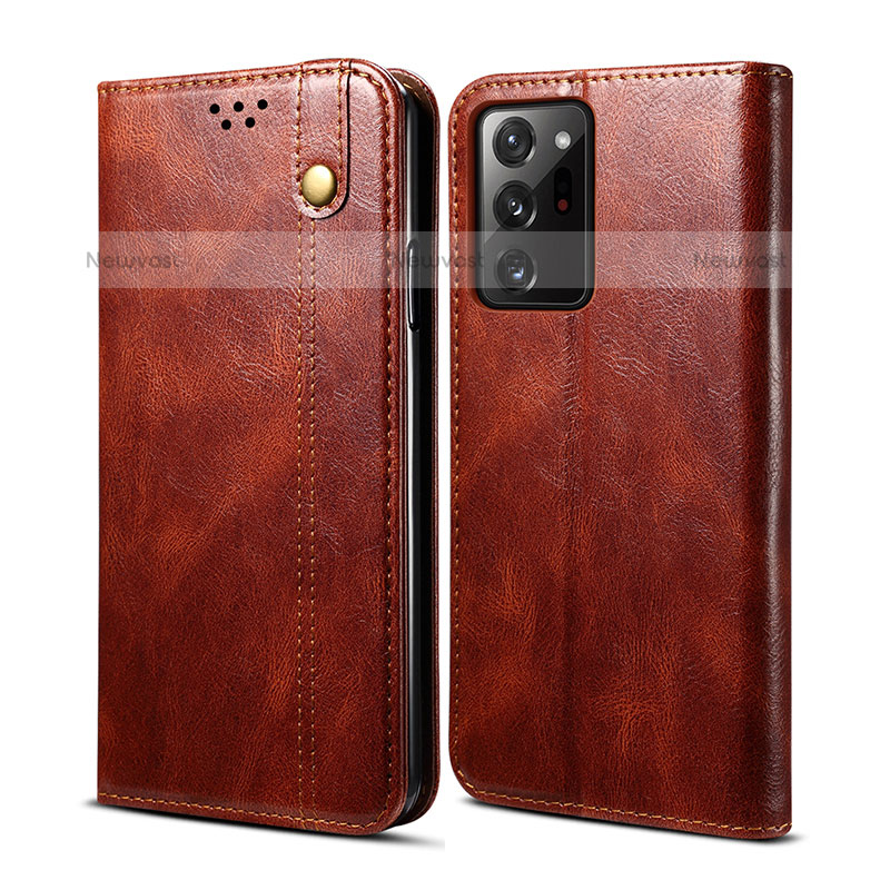 Leather Case Stands Flip Cover Holder B01S for Samsung Galaxy S20 Plus 5G Brown