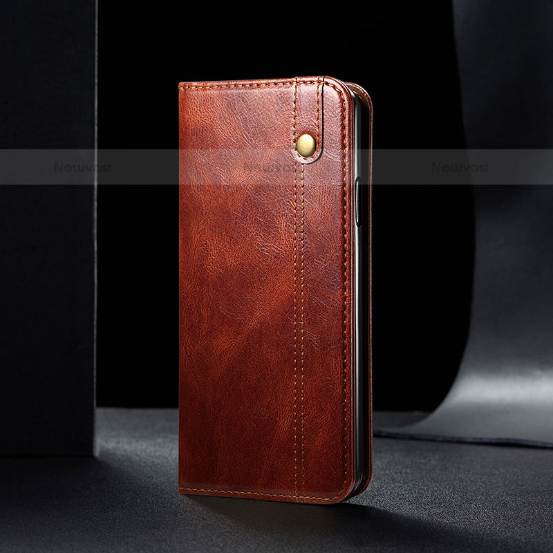 Leather Case Stands Flip Cover Holder B01S for Samsung Galaxy S23 5G Brown