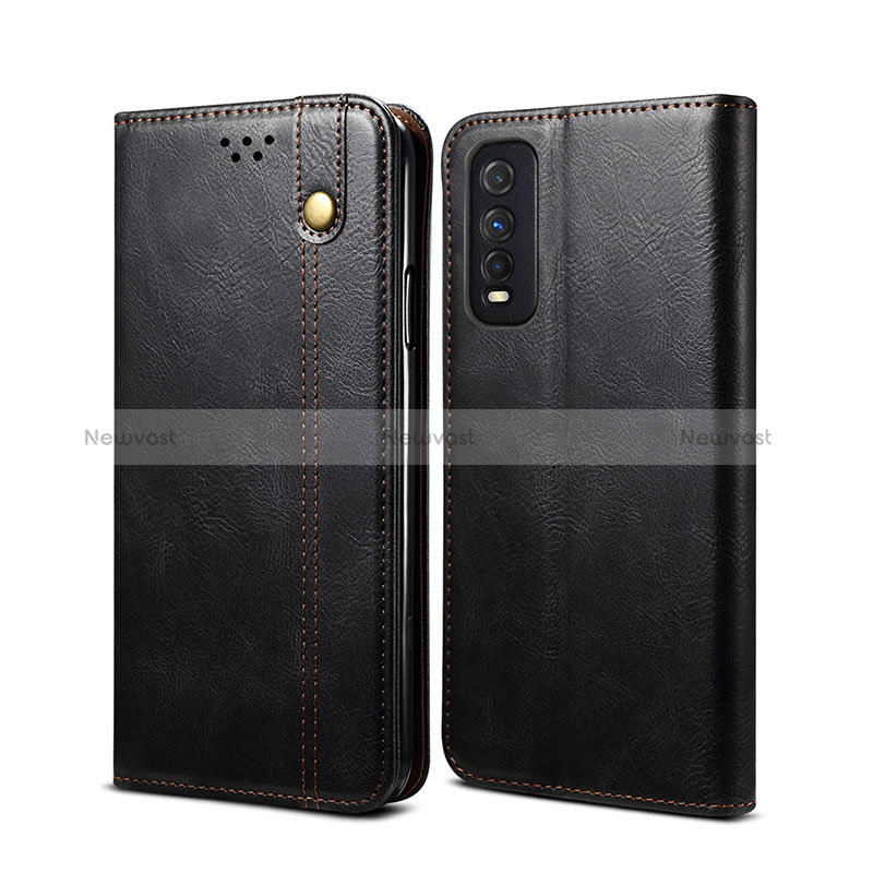 Leather Case Stands Flip Cover Holder B01S for Vivo iQOO U1 Black