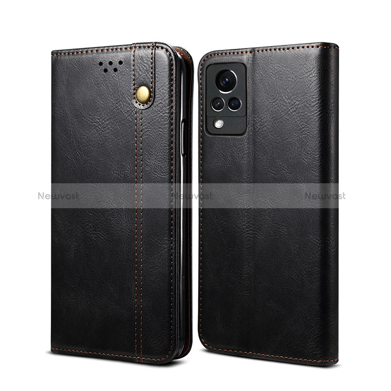 Leather Case Stands Flip Cover Holder B01S for Vivo V21s 5G Black