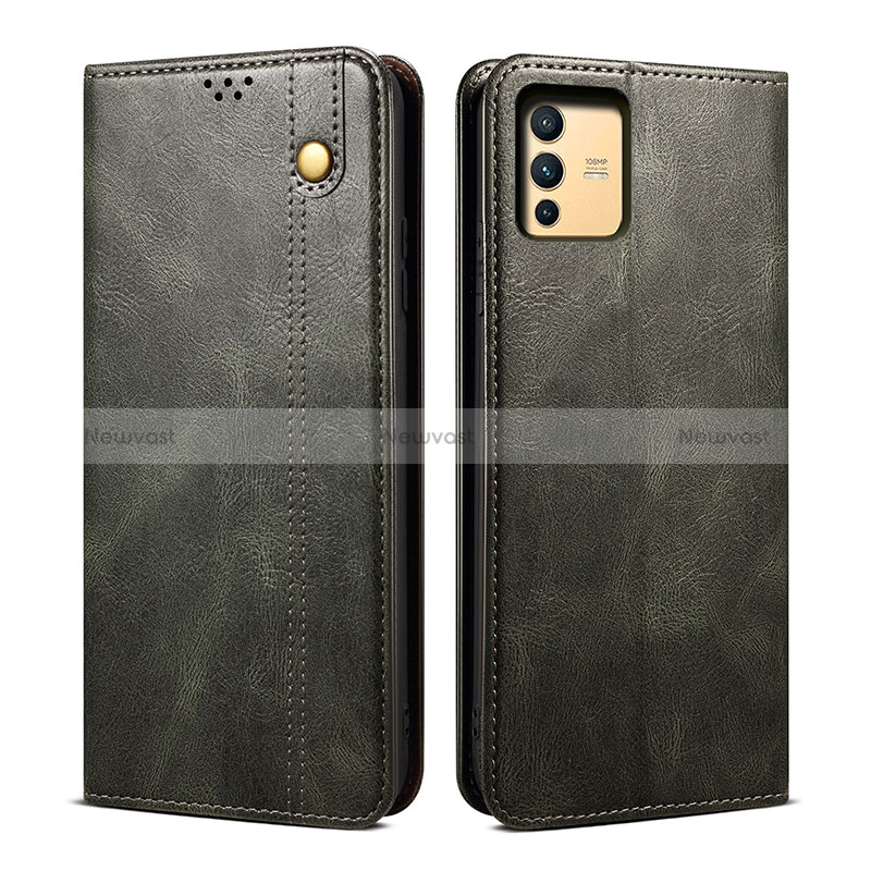 Leather Case Stands Flip Cover Holder B01S for Vivo V23 Pro 5G Green