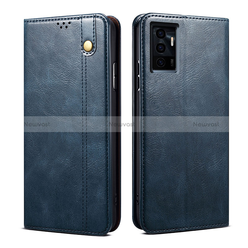 Leather Case Stands Flip Cover Holder B01S for Vivo V23e 5G Blue