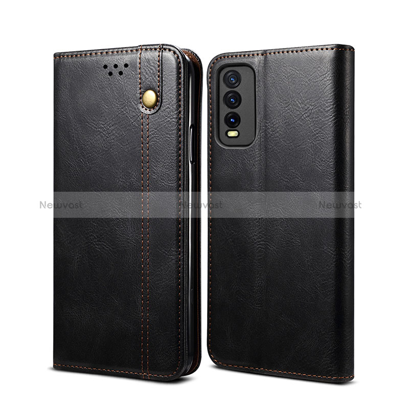 Leather Case Stands Flip Cover Holder B01S for Vivo Y20a Black