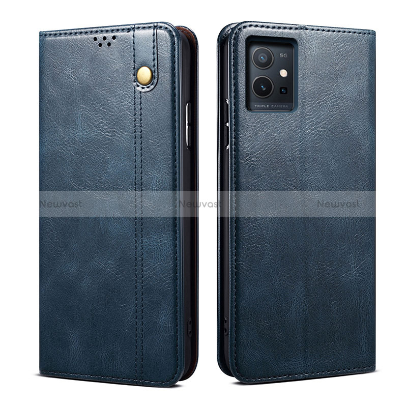 Leather Case Stands Flip Cover Holder B01S for Vivo Y30 5G Blue